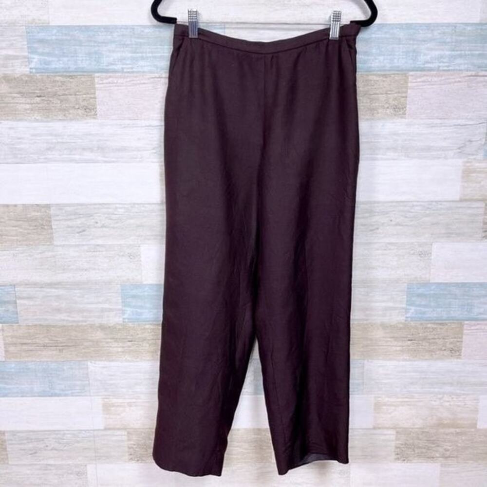 ANN TAYLOR Vintage Silk Cropped Dress Pants Brown High Rise Womens 6